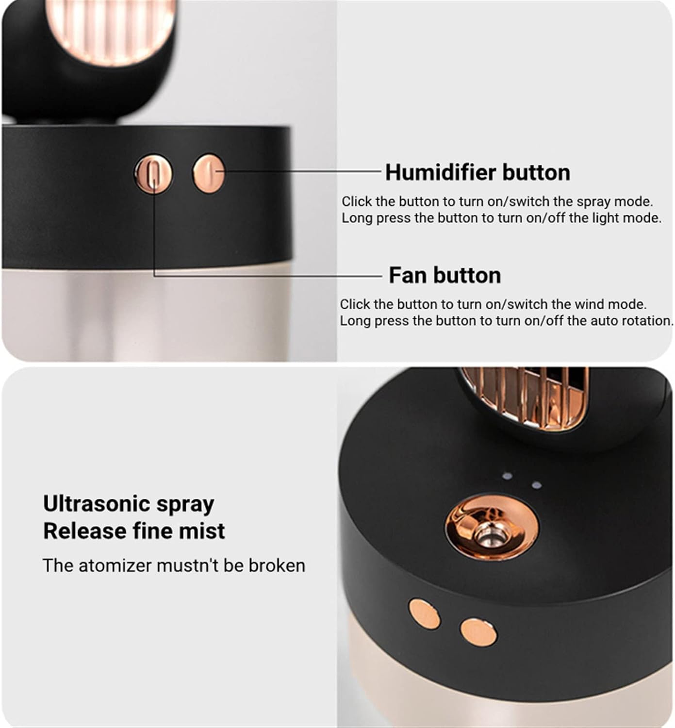 DieffematicKTY Climatiseur Mobile Portable Rechargeable Water Cooling Fan With Air Humidifier Surface Mist Air Conditioning Fan (Color : Black)