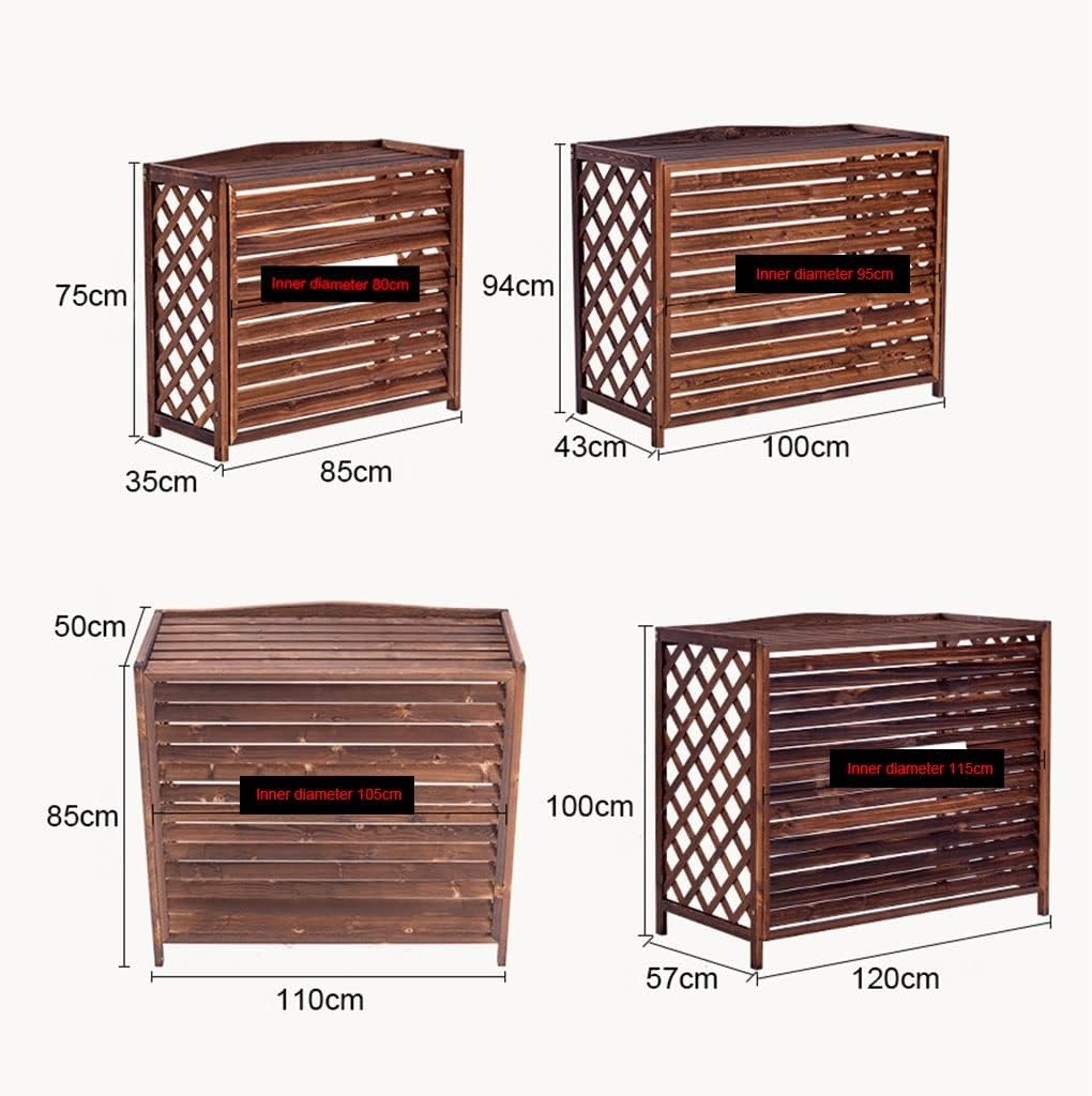 GENERIC Housse Imperméable En Bois Massif Pour Climatiseur - Clôture Extérieure - Protection Pour Unité De Climatisation - Support De Fleurs En Bois Et Grille De Persienne - Taille S : 85 X 35 X 75 Cm
