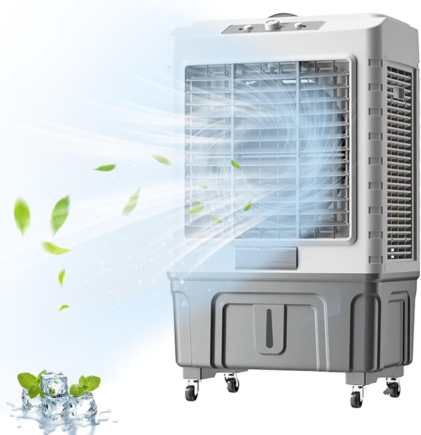 GENERIC Refroidisseur évaporatif Portable Avec Packs De Glace, 120 Ventilateur Oscillant, 3 Vitesses, Grand Réservoir D'eau Pour Le Patio à La Maison Garage Refroidissement Extérieur