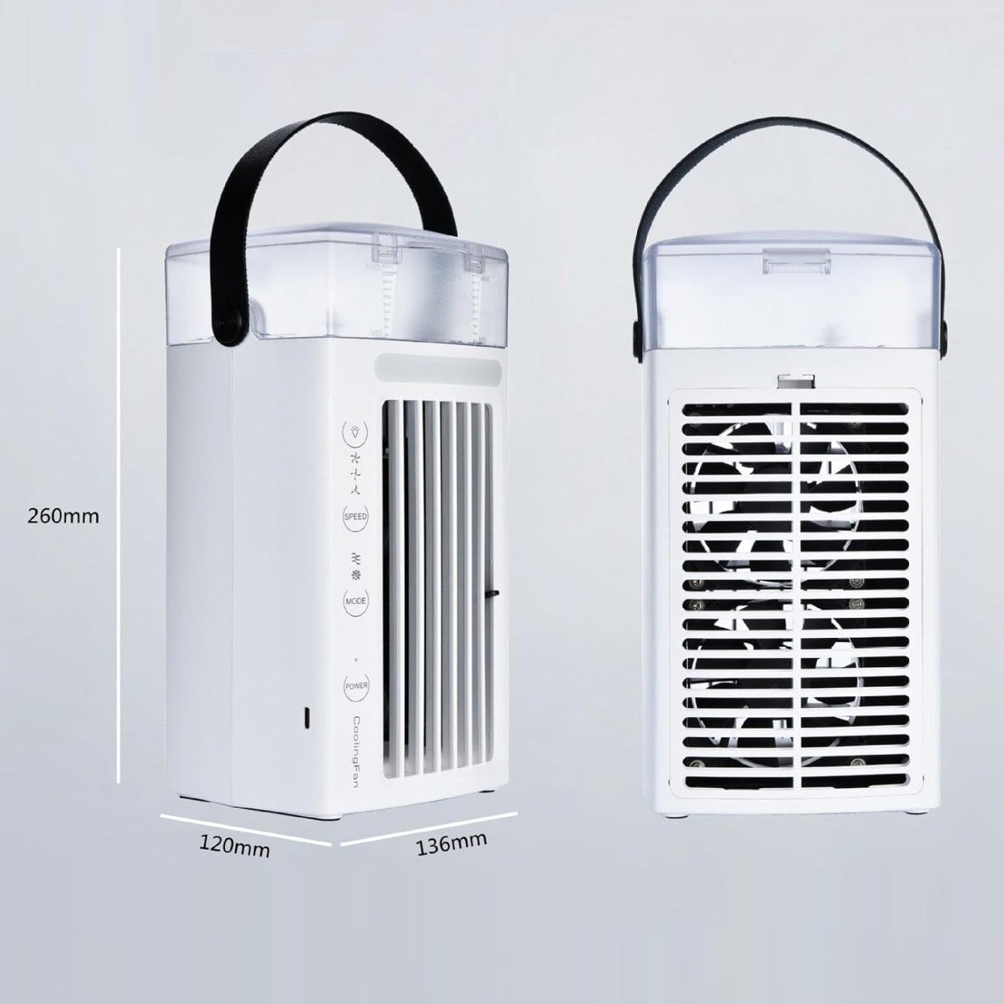 F Fityle Climatiseur Portable 3 En 1, Ventilateur Rafraîchisseur Avec Humidificateur Et Purificateur, 3 Vitesses, Écran Tactile, Réservoir 480ml, Silencieux Pour Bureau Et Chambre