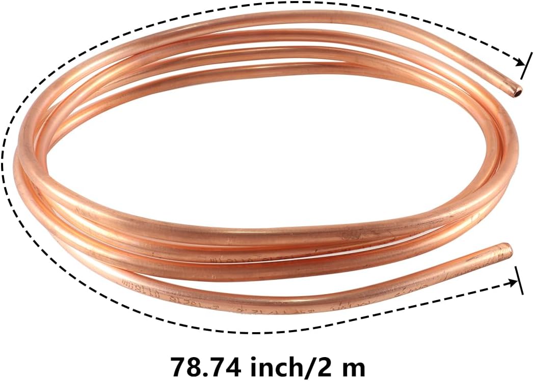 Tube En Cuivre Pour Climatiseur Et Réfrigérateur, Diamètre Extérieur 6 Mm, épaisseur De Paroi 0,5 Mm, Longueur 2 Mètres, Pour Applications De Refroidissement.
