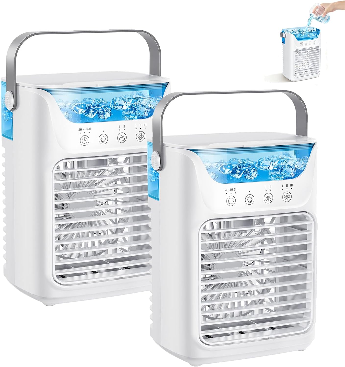 Climatiseur Portable TundraFreeze, Rafraîchisseur D'air TundraFreeze à 3 Vitesses, Réservoir D'eau De 700 Ml, Mini-rafraîchisseur 3 En 1 Avec Commande Tactile LED Et Veilleuse LED 7 Couleurs (1pc)