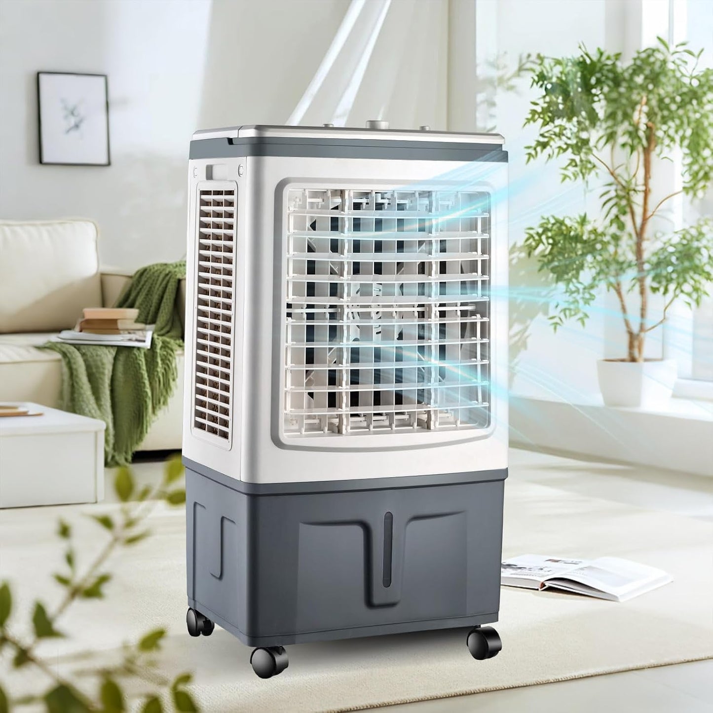 GENERIC Rafraîchisseur D'Air 30 L Pour Maison Salon, Climatiseur Évaporatif Portable Pro Mécanique, Boutons Rotatifs, 2 Boîtes à Glace