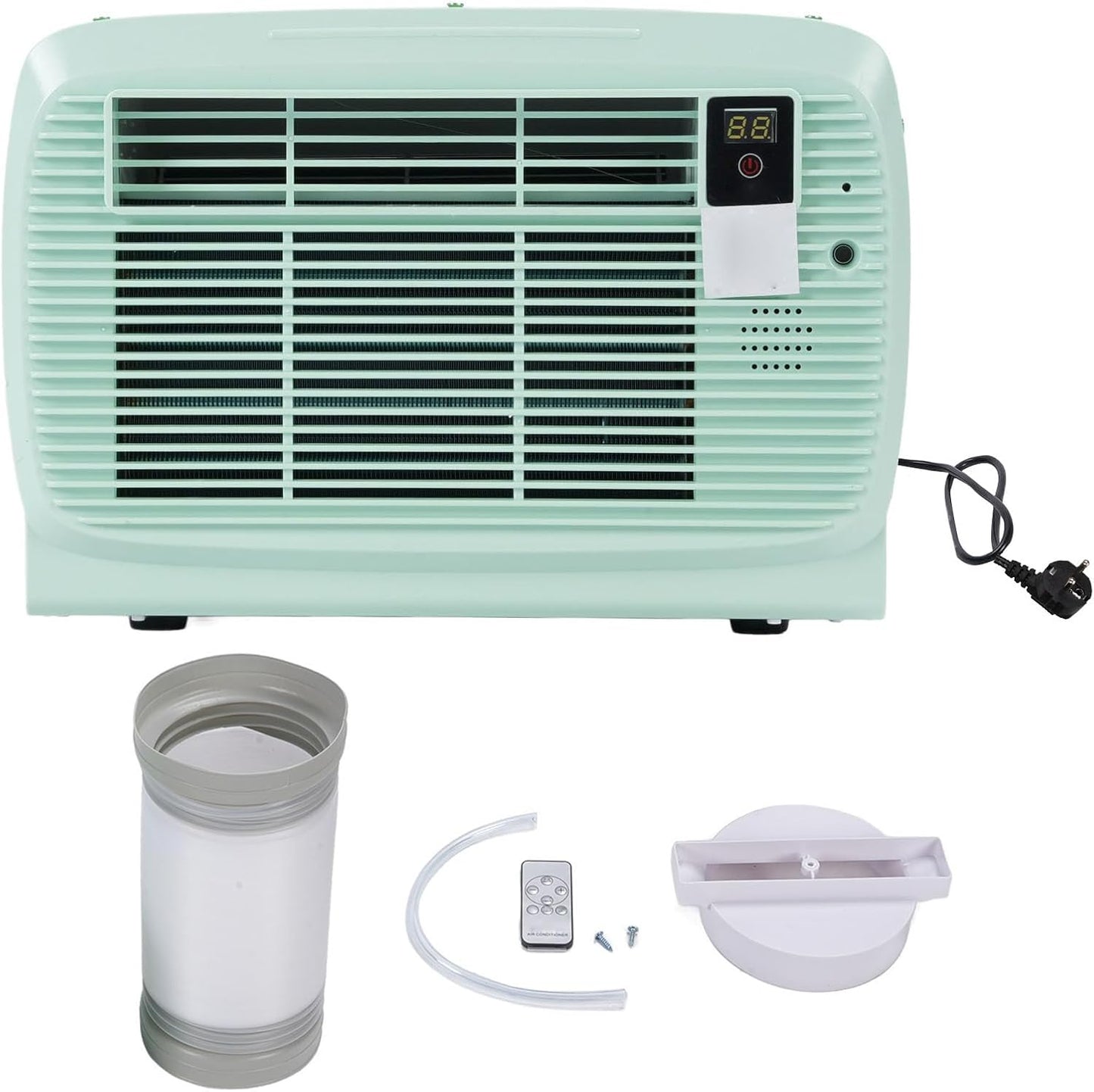 SIXRUN Climatiseur Portable 2300BTU Pour Camping Avec TéléCommande à Commande Vocale Pour VR Bureau Maison Petites Pièces Jusqu'à 150 Pieds Carrés (Prise UE 220V)