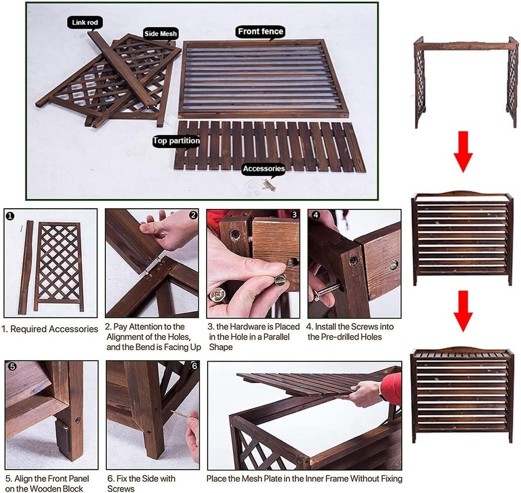 Clôture De Climatiseur De Fenêtre, Clôture De Confidentialité Pour Climatiseur, Support De Fleurs à Persiennes, Grille En Bois Anticorrosion, étanche