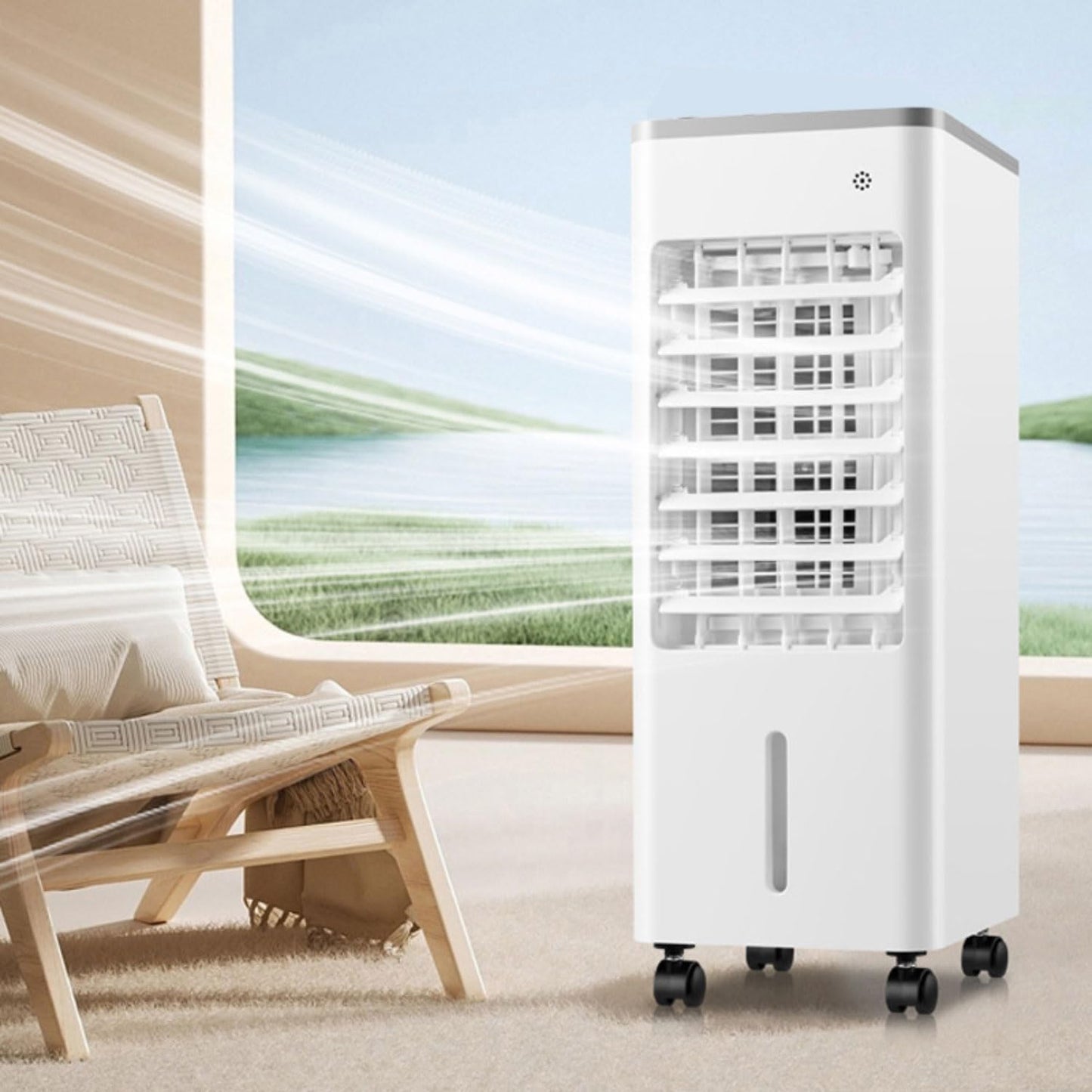 GENERIC Refroidisseur D'air évaporatif Portable, Réservoir De Glace 9L, Ventilateur à 3 Vitesses Et Oscillant, Unité De Refroidissement Silencieuse Avec Minuterie Pour Le Bureau à Domicile, Alternative Altern