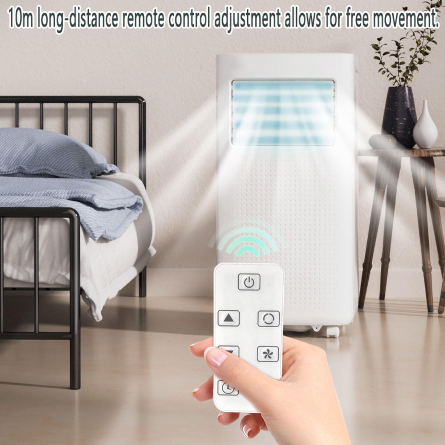 Climatiseur Portable Smart AC Unité Avec Télécommande, Refroidissement Rapide, Déshumidificateur, Mode Veille Silencieux, Minuterie 24H, Kit De Fenêtre Inclus, Ventilateur De Refroidissement Pour La C