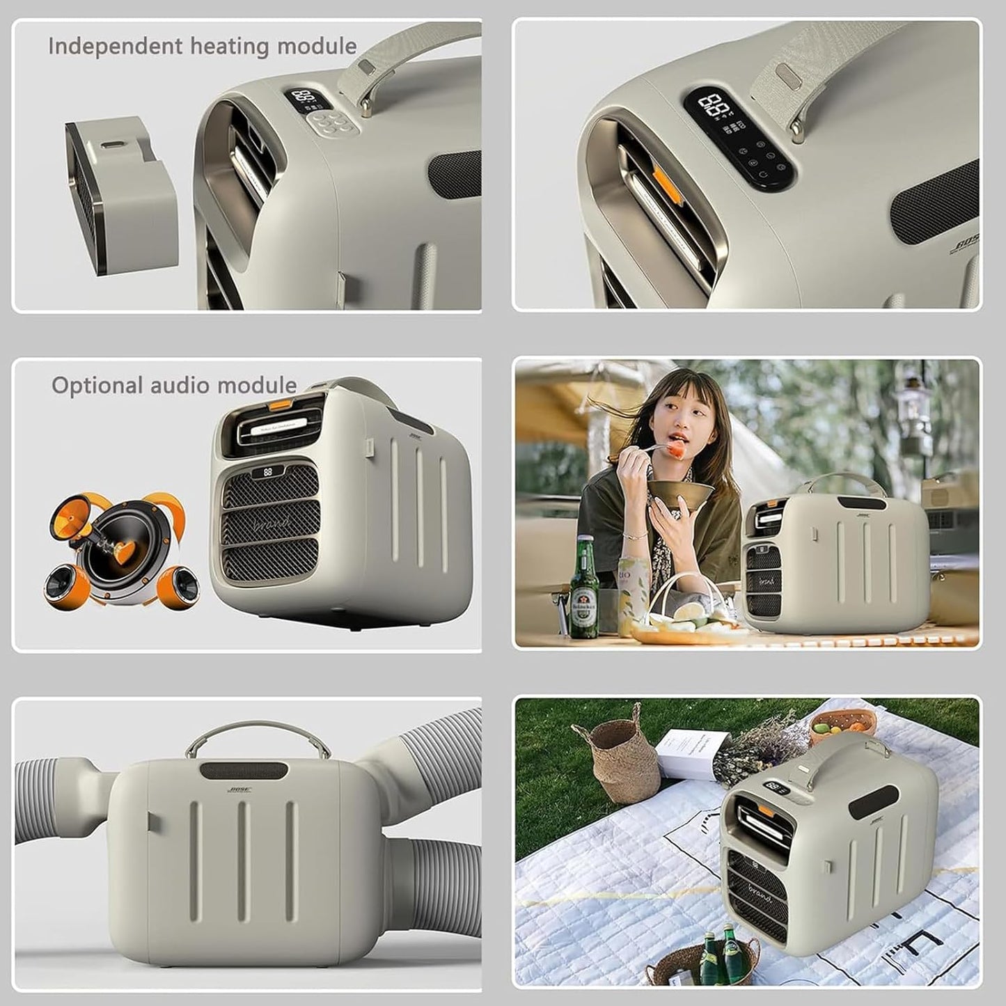 Climatiseur D'extérieur Portable,Climatiseur Mobile,pour Tente,Refroidissement/Chauffage,3 Vitesses De Ventilation,Faible Consommation D'énergie Aucune Installation Nécessaire Cold+Heat
