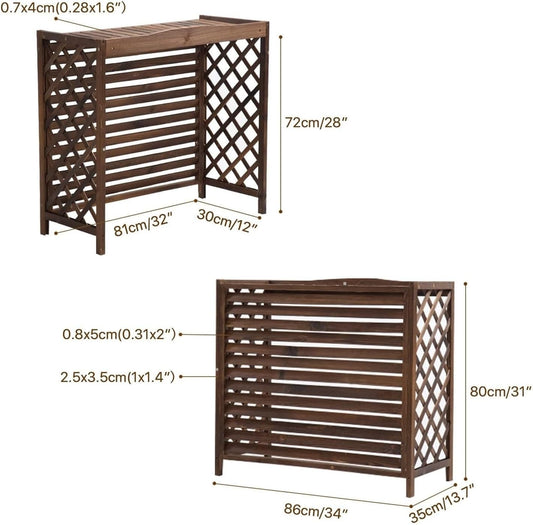 GENERIC Housse De Climatiseur En Bois étanche Pour Climatiseurs Extérieurs, Bac De Rangement Caché, Protection élégante Pour Systèmes CVC, Décoration De Jardin Essentielle