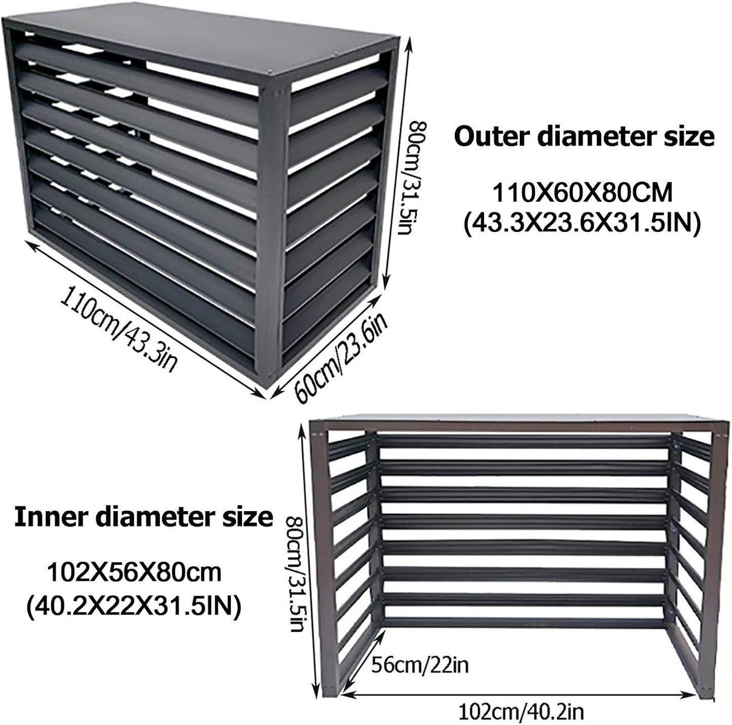 Grille De Protection Extérieure Pour Climatiseurs Et Pompes à Chaleur, Couvercle De Protection En Aluminium Pour Climatiseurs Et Pompes à Chaleur, Boîtier Décoratif Pour