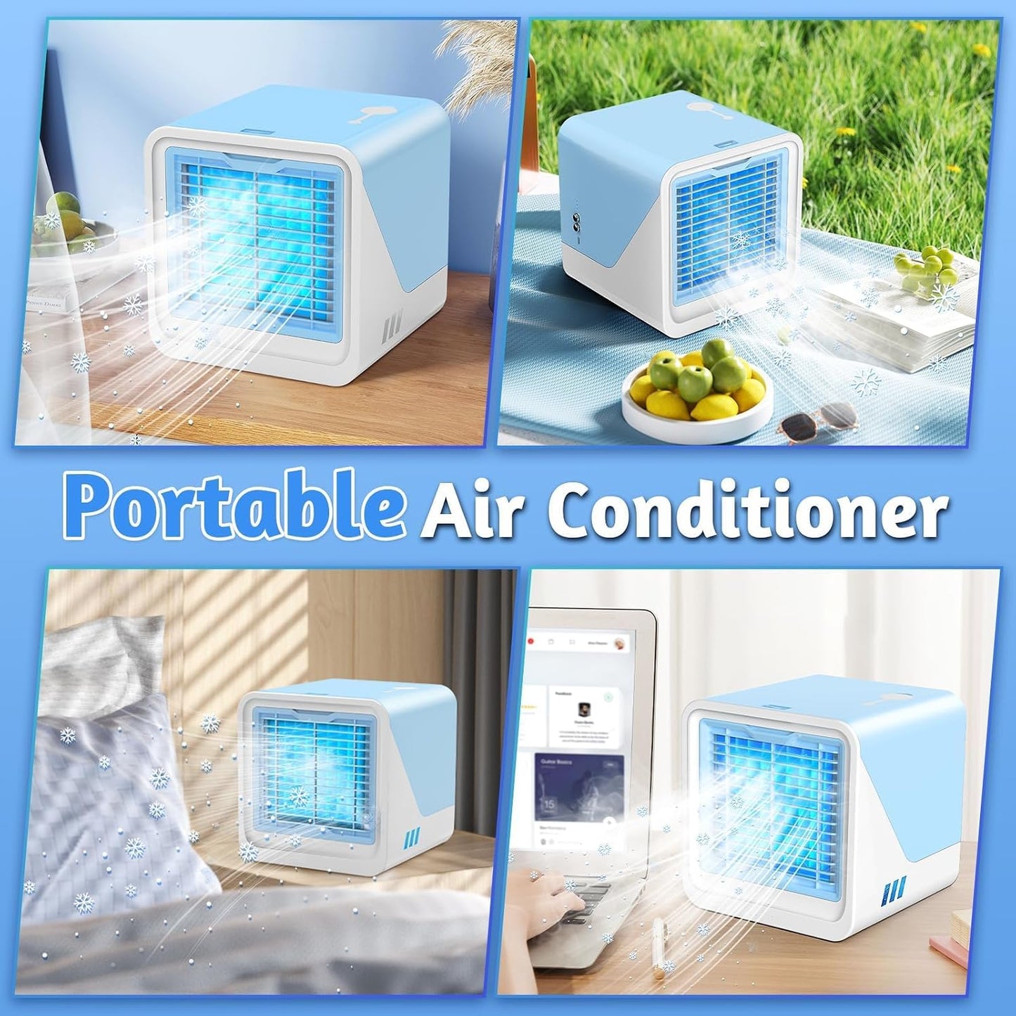 Ventilateur De Climatisation Avec 3 Vitesses, Filtre Et Humidificateur Remplaçables, Silencieux Et à Refroidissement Rapide, Ventilateurs De Refroidissement Portables Qui Soufflent De L'air Froid