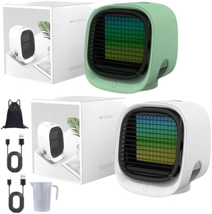 GENERIC Airabreeze Ventilateur De Refroidisseur D'air Portable Avec Réservoir De 300ml, Lumière De Nuit LED Et Aromathérapie, Humidificateur De Brume Silencieux Murmuré Pour Le Bureau à Domicile, Soulagement
