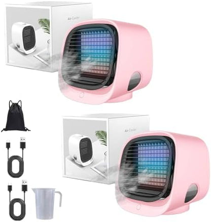 GENERIC Airabreeze Ventilateur De Refroidisseur D'air Portable Avec Réservoir De 300ml, Lumière De Nuit LED Et Aromathérapie, Humidificateur De Brume Silencieux Murmuré Pour Le Bureau à Domicile, Soulagement