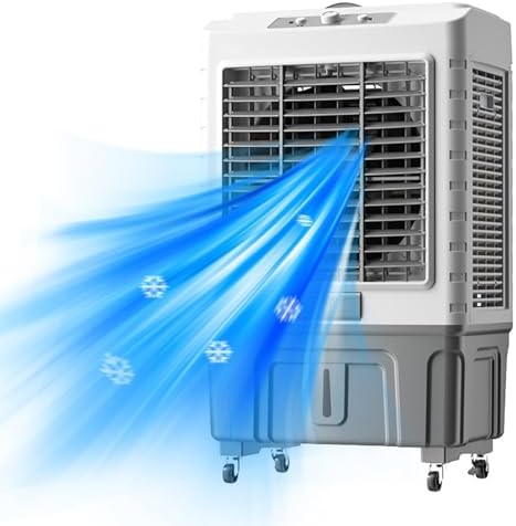 GENERIC Refroidisseur D'air évaporatif Portable Oscillant à 120°, Réservoir D'eau De 55L, Ventilateur De Refroidissement à 3 Vitesses Avec Des Boîtes à Glace Pour La Chambre De Bureau à Domicile, Un Fonctionn