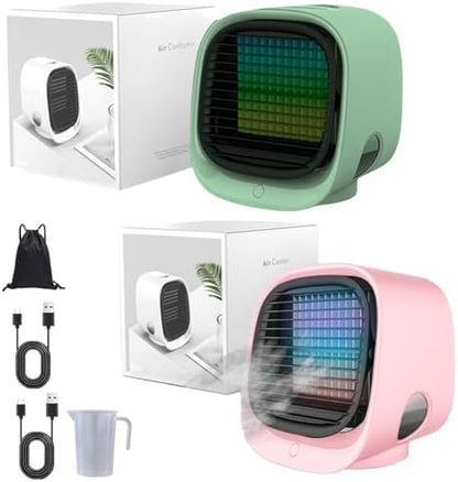 GENERIC Airabreeze Ventilateur De Refroidisseur D'air Portable Avec Réservoir De 300ml, Lumière De Nuit LED Et Aromathérapie, Humidificateur De Brume Silencieux Murmuré Pour Le Bureau à Domicile, Soulagement