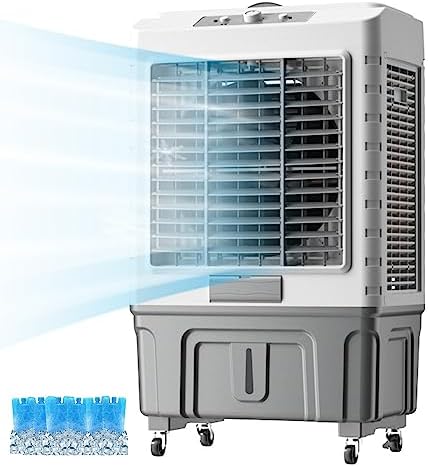 GENERIC Réservoir De Refroidisseur D'air évaporatif Portable 55L, Ventilateur à 3 Vitesses Avec Paquets De Glace, Refroidissement Oscillant à 120 ° Pour Le Bureau à Domicile Et L'extérieur