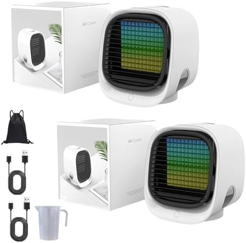 GENERIC Airabreeze Ventilateur De Refroidisseur D'air Portable Avec Réservoir De 300ml, Lumière De Nuit LED Et Aromathérapie, Humidificateur De Brume Silencieux Murmuré Pour Le Bureau à Domicile, Soulagement
