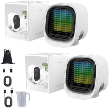 GENERIC Airabreeze Ventilateur De Refroidisseur D'air Portable Avec Réservoir De 300ml, Lumière De Nuit LED Et Aromathérapie, Humidificateur De Brume Silencieux Murmuré Pour Le Bureau à Domicile, Soulagement