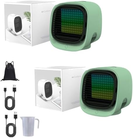 GENERIC Airabreeze Ventilateur De Refroidisseur D'air Portable Avec Réservoir De 300ml, Lumière De Nuit LED Et Aromathérapie, Humidificateur De Brume Silencieux Murmuré Pour Le Bureau à Domicile, Soulagement
