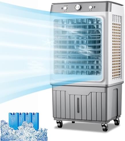 GENERIC Refroidisseur Par évaporation Avec Réservoir De 60 L, Télécommande Et Oscillation, Humidificateur à Faible Bruit Pour Grandes Pièces, AC économe En énergie Pour La Maison, Le Bureau Et Une Utilisation