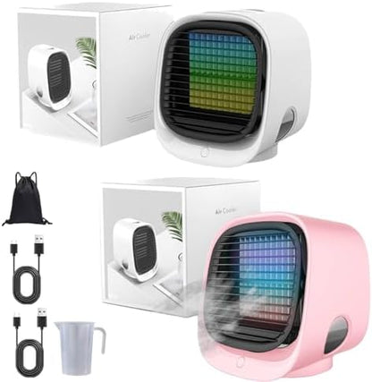 GENERIC Airabreeze Ventilateur De Refroidisseur D'air Portable Avec Réservoir De 300ml, Lumière De Nuit LED Et Aromathérapie, Humidificateur De Brume Silencieux Murmuré Pour Le Bureau à Domicile, Soulagement