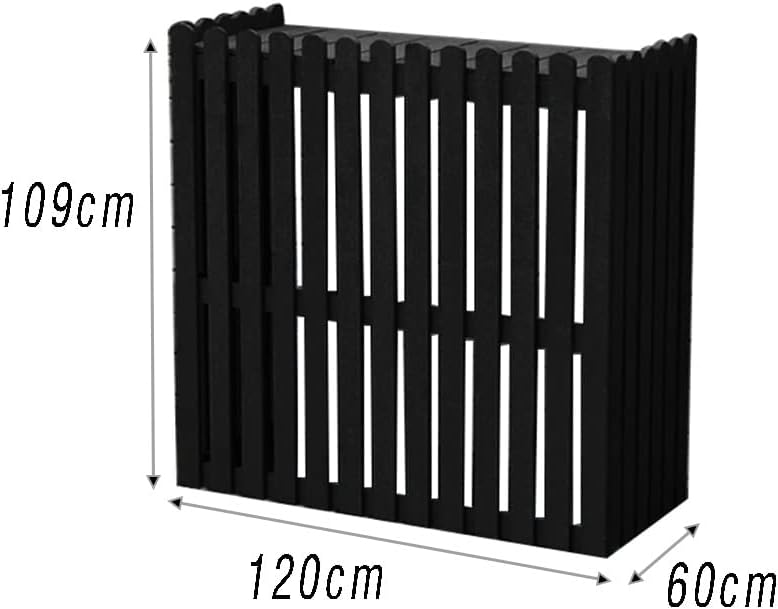 GENERIC Housse De Protection Pour Climatiseur Extérieur - Clôture En Bois Pour Climatiseurs Divisés - 120 X 60 X 109 Cm - Noir - Protection Visuelle Décorative Pour Unités Extérieures - Résistant Aux