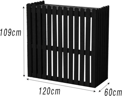 GENERIC Housse De Protection Pour Climatiseur Extérieur - Clôture En Bois Pour Climatiseurs Divisés - 120 X 60 X 109 Cm - Noir - Protection Visuelle Décorative Pour Unités Extérieures - Résistant Aux