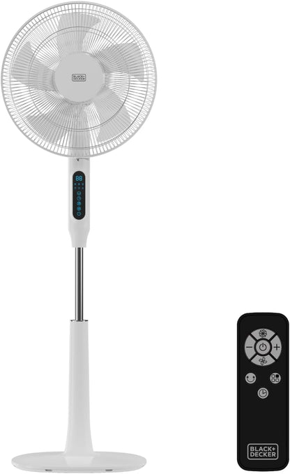 Black & Decker BLACK+DECKER - Ventilateur Sur Pied BXMF75E + 75W | 3 Vitesses | Écran Digital | Oscillant | Télécommande | Brumisateur