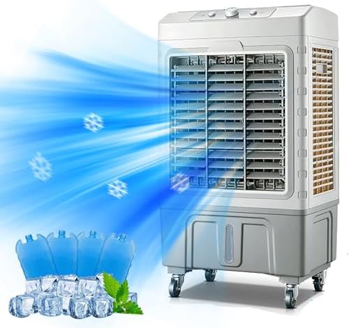 GENERIC Refroidisseur D'air évaporatif Portable, Ventilateur De Refroidisseur De Marais De Grand Réservoir De 60L Avec 3 Vitesses Et Roues Pour Une Utilisation Extérieure Intérieure, Dispositif De Refroidisse