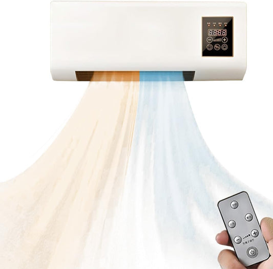  Ventilateur Mural, Ventilateur Portable Avec Minuterie à Distance, Ventilateur De Chauffage De Refroidissement Silencieux Pour La Chambre De Bureau à Domicile, Conception Compacte D'épargne D'espace,