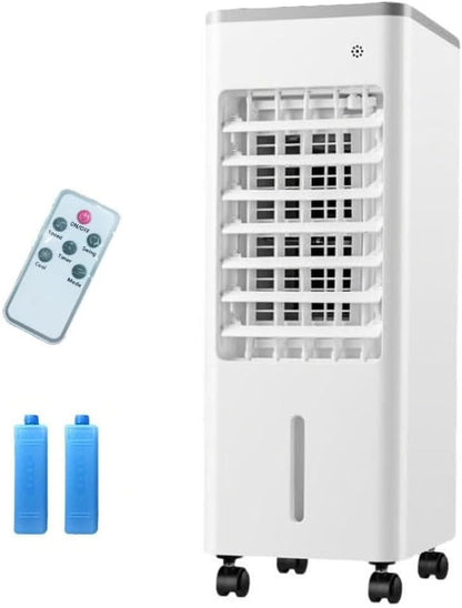  Climatiseur Évaporatif Mobile, Rafraîchisseur D'Air Silencieux 4 En 1, Humidifier, Ionisé Et Ventilateur, 3 Vitesses, 3 Modes, Réservoir 6L/12L, Minuterie 7.5 H, Télécommande(12L White)