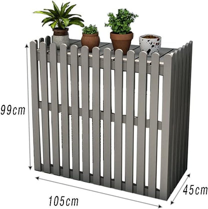 GENERIC Housse De Climatiseur Extérieur – Clôture En Bois Pour Climatiseurs Divisés 105 X 45 X 99 Cm – Gris – Résistante Aux Intempéries – Élégante Et Protection Pour Unités Extérieures