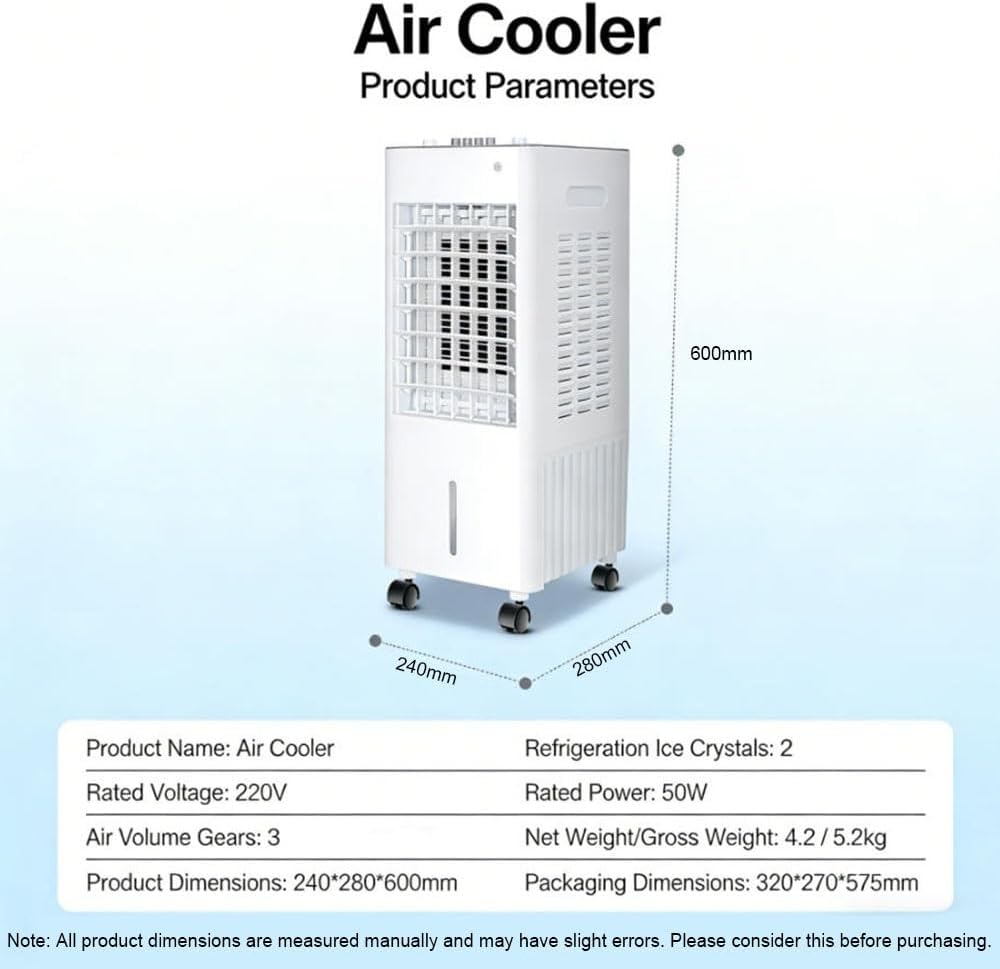  Climatiseur Évaporatif Mobile, Rafraîchisseur D'Air Silencieux 4 En 1, Humidifier, Ionisé Et Ventilateur, 3 Vitesses, 3 Modes, Réservoir 6L/12L, Minuterie 7.5 H, Télécommande(12L White)