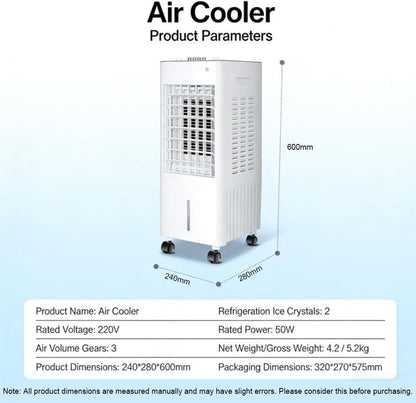  Climatiseur Évaporatif Mobile, Rafraîchisseur D'Air Silencieux 4 En 1, Humidifier, Ionisé Et Ventilateur, 3 Vitesses, 3 Modes, Réservoir 6L/12L, Minuterie 7.5 H, Télécommande(12L White)