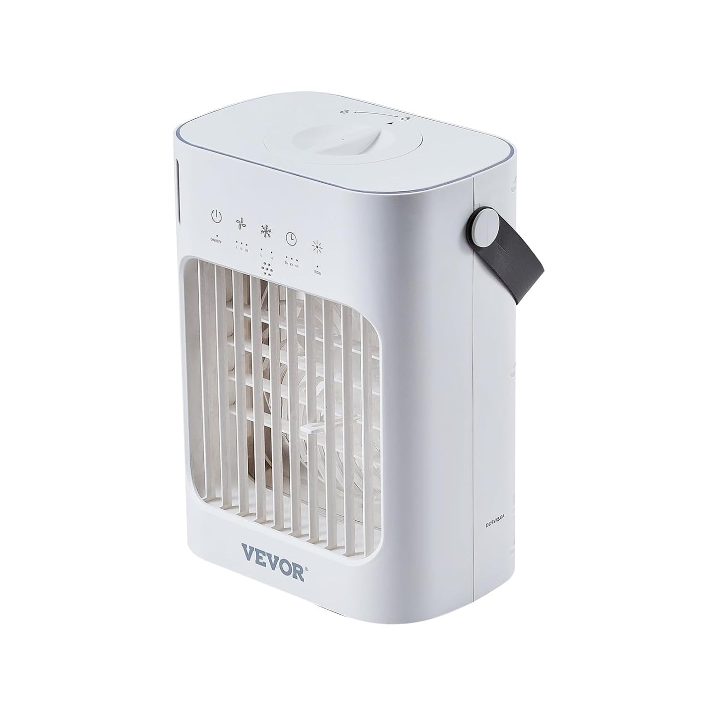  VEVOR Climatiseur Portable, 4 En 1, Refroidisseur Air Par Évaporation, Réservoir D'Eau 700 ML, Mini Ventilateur De Bureau 3 Vitesses Minuterie Intelligente, Lumière 7 Couleurs, Pour Chambre à Coucher