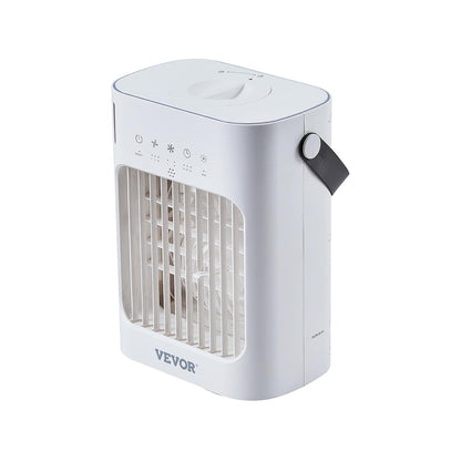  VEVOR Climatiseur Portable, 4 En 1, Refroidisseur Air Par Évaporation, Réservoir D'Eau 700 ML, Mini Ventilateur De Bureau 3 Vitesses Minuterie Intelligente, Lumière 7 Couleurs, Pour Chambre à Coucher