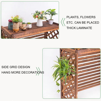 GENERIC Housse Imperméable En Bois Massif Pour Climatiseur - Clôture Extérieure - Protection Pour Unité De Climatisation - Support De Fleurs En Bois Et Grille De Persienne - Taille S : 85 X 35 X 75 Cm