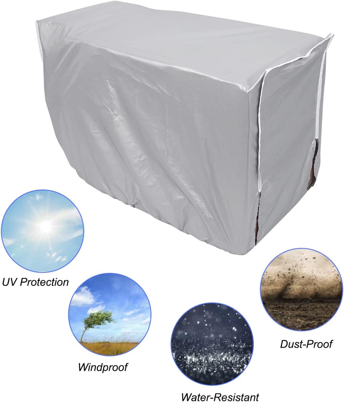  Couvercle De Climatiseur, 94 X 40 X 73cm Couvercle Polyester Argenté Universel Anti-Poussière Étanche Anti-Soleil Anti-Neige Pour Unité Extérieure (3 Tailles Disponibles)
