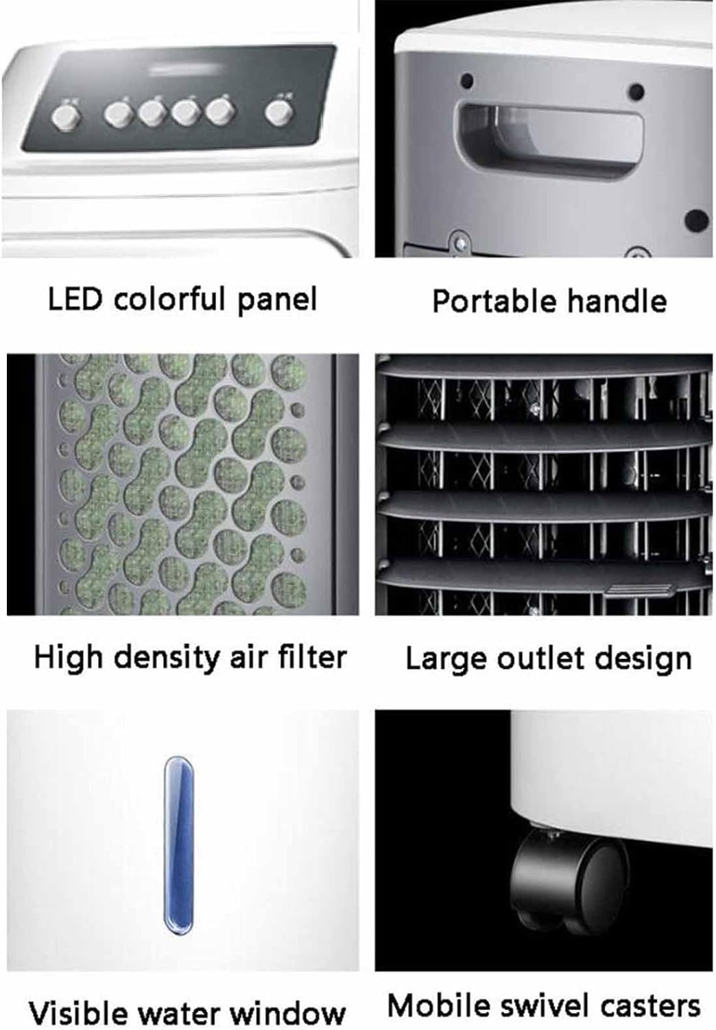 GENERIC Refroidisseur D'air Portable Avec Réservoir De 6,5 L, 4 Roues, Ventilateur à 3 Vitesses, Minuterie 24 H, Télécommande, Pour Bureau/dortoir/chambre