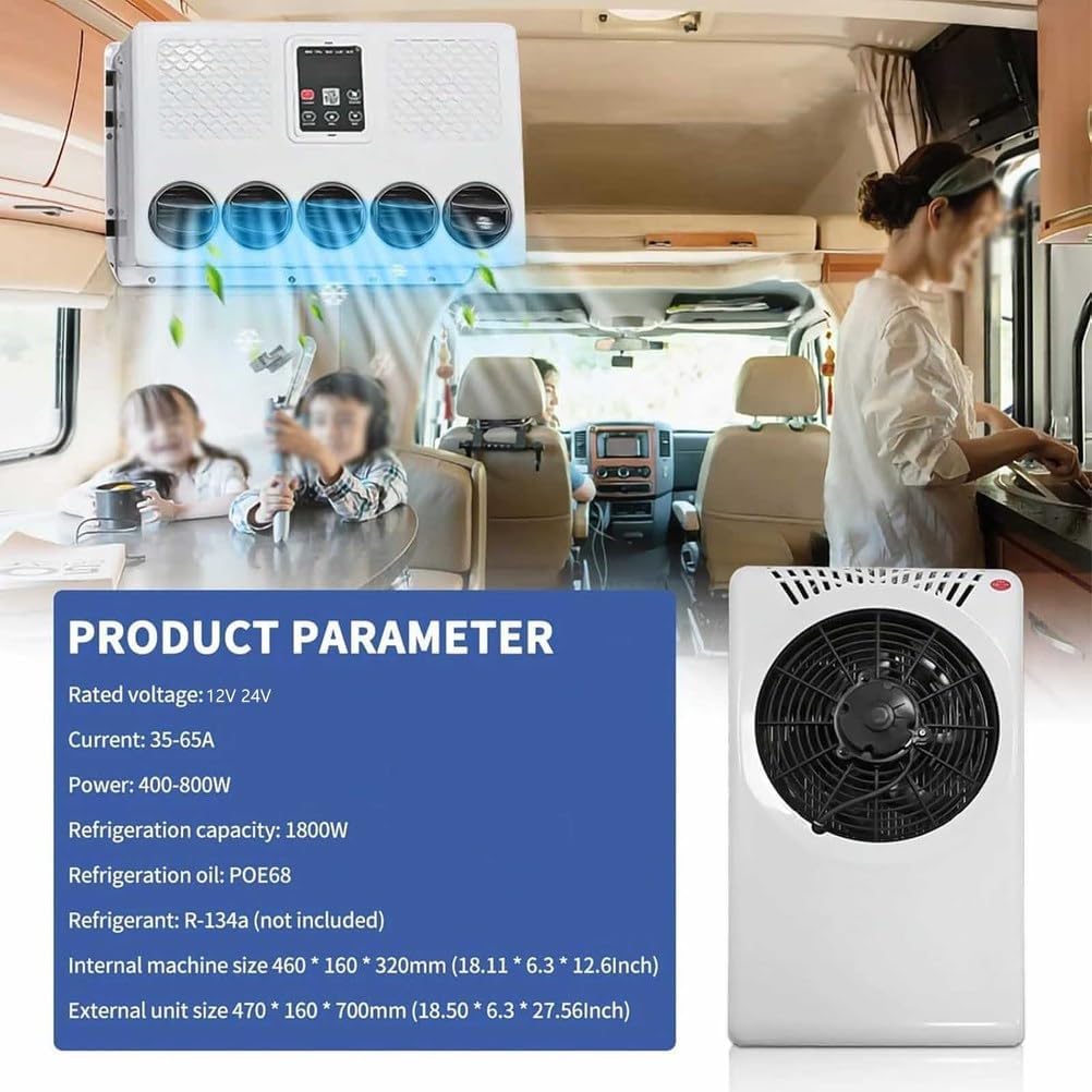  Générique Climatiseur De Cabine De Camion RV Unité De Climatisation éLectrique Suspendue Pour Camion Refroidissement Rapide Climatiseur Portable DC Pour VéHicules De Camping Remorques,24v