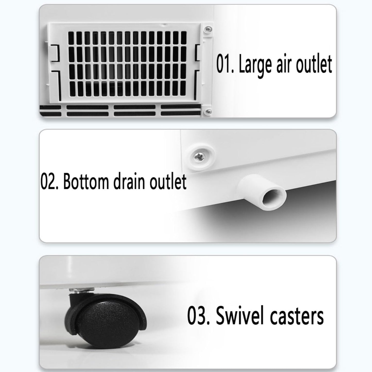 GENERIC Unité De Climatisation Portable 8500 BTU, Déshumidificateur Cool Et Ventilateur Pour Les Chambres Jusqu'à 350 Pieds Carrés, 120 Flux D'air Grand Angle, Télécommande, Minuterie 24H Avec Kit D'installat