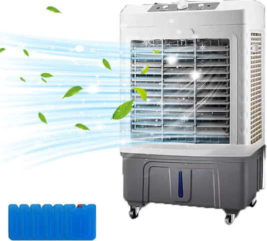 GENERIC Ventilateur De Refroidissement à évaporation, 150 W Avec 3 Vitesses Et Bouton De Contrôle, Comprend 6 Blocs De Glace Pour Un Refroidissement Amélioré, Idéal Pour Les Chambres, Les Maisons Et Les