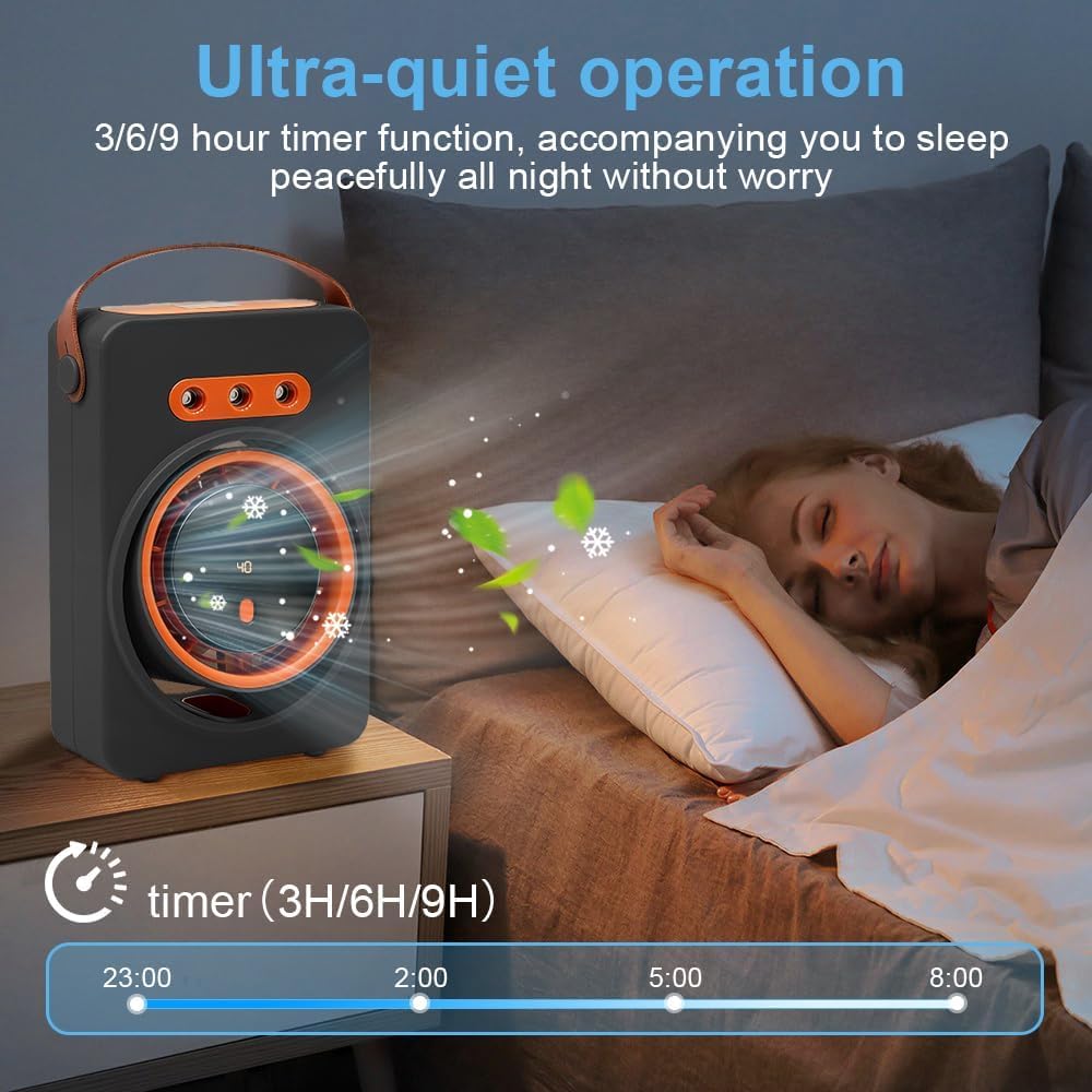Genérico Ventilateur Portable, Mini Climatiseur, Refroidisseur D'air évaporatif, Ventilateur USB Avec Eau, Climatiseur Portable, Ventilateur Rechargeable Pour Table, Voiture, Camping (Noir)