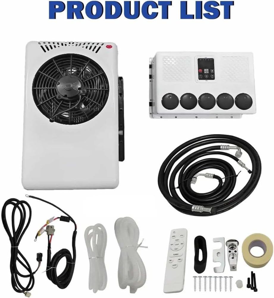  Générique Climatiseur De Cabine De Camion RV Unité De Climatisation éLectrique Suspendue Pour Camion Refroidissement Rapide Climatiseur Portable DC Pour VéHicules De Camping Remorques,24v