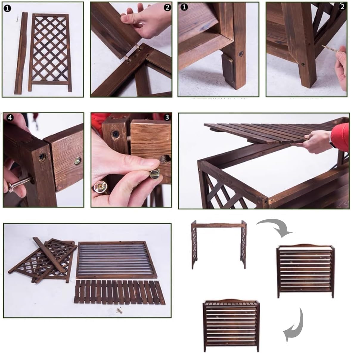 GENERIC Housse De Protection Pour Climatiseur En Bois - Résistante Aux Intempéries - Pour Décoration De Jardin