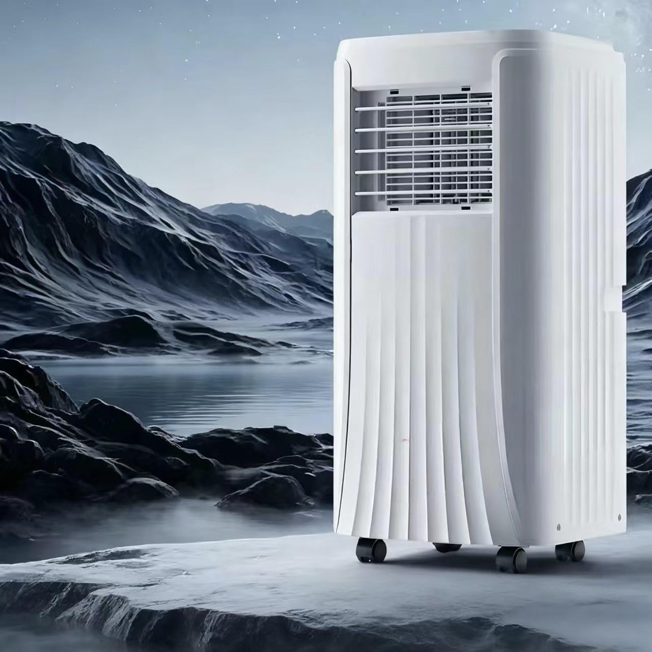 GENERIC Climatiseur Portable 3 En 1 9000 BTU Avec Déshumidificateur Et Mode Ventilateur Pour Le Refroidissement De La Pièce, Design économe En énergie à Faible Bruit Avec Télécommande Et Kit D'installation De