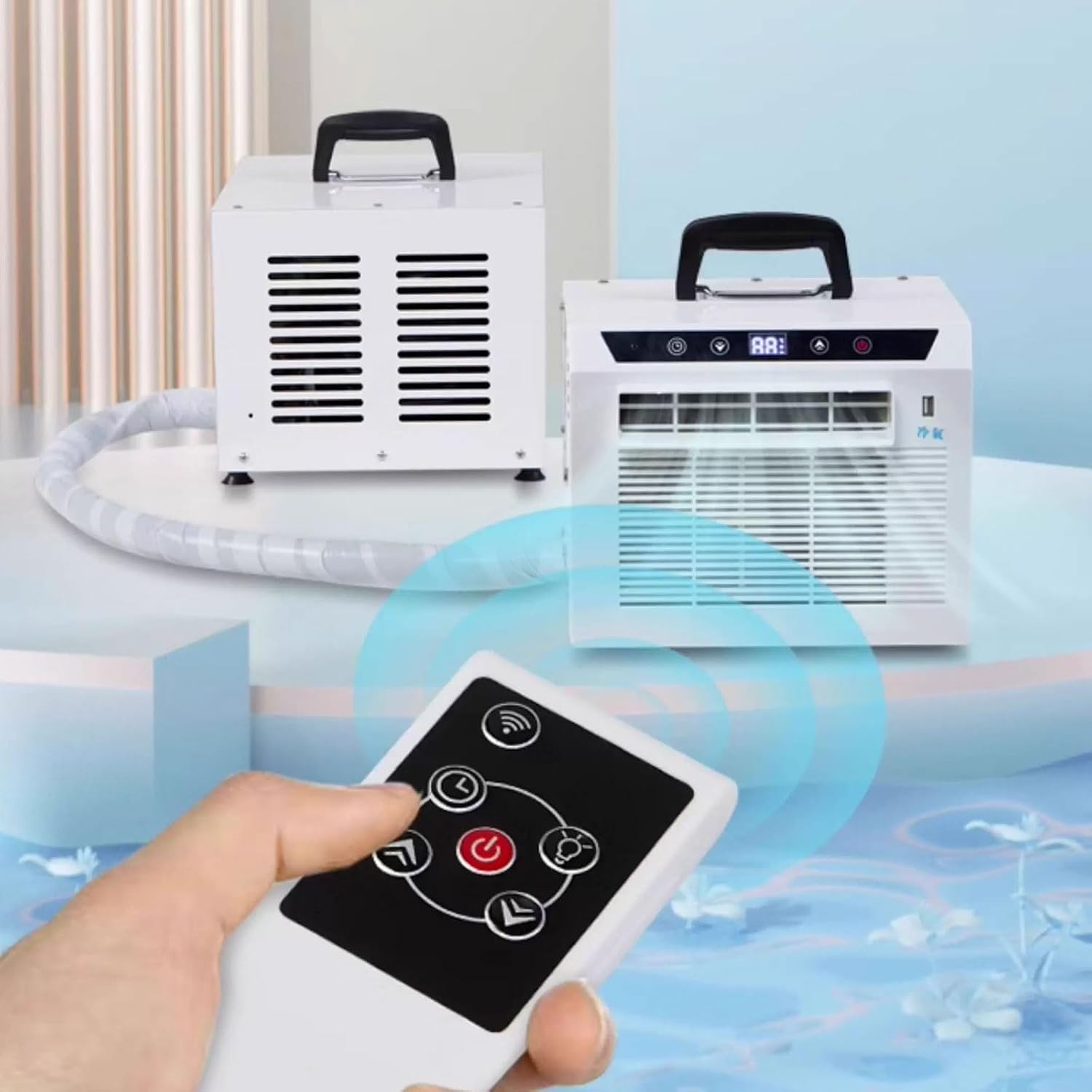 GENERIC Climatiseur Mobile Avec Evacuation Rafraichisseur D'air Silencieux Chambre Structure Divisée Avec Tuyau De Raccordement De 1 Mètre Aucun Assemblage Requis