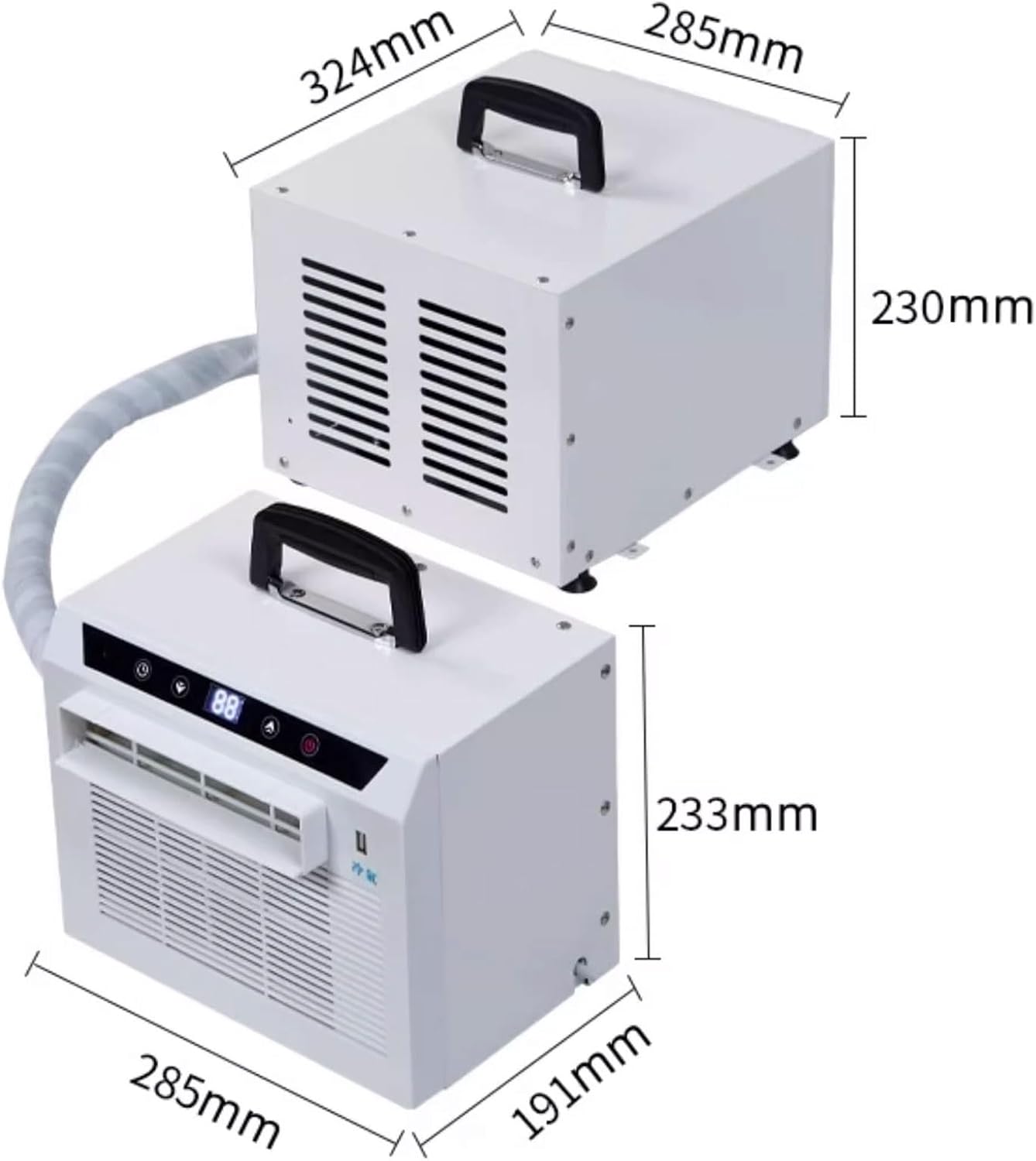 GENERIC Climatiseur Mobile Avec Evacuation Rafraichisseur D'air Silencieux Chambre Structure Divisée Avec Tuyau De Raccordement De 1 Mètre Aucun Assemblage Requis