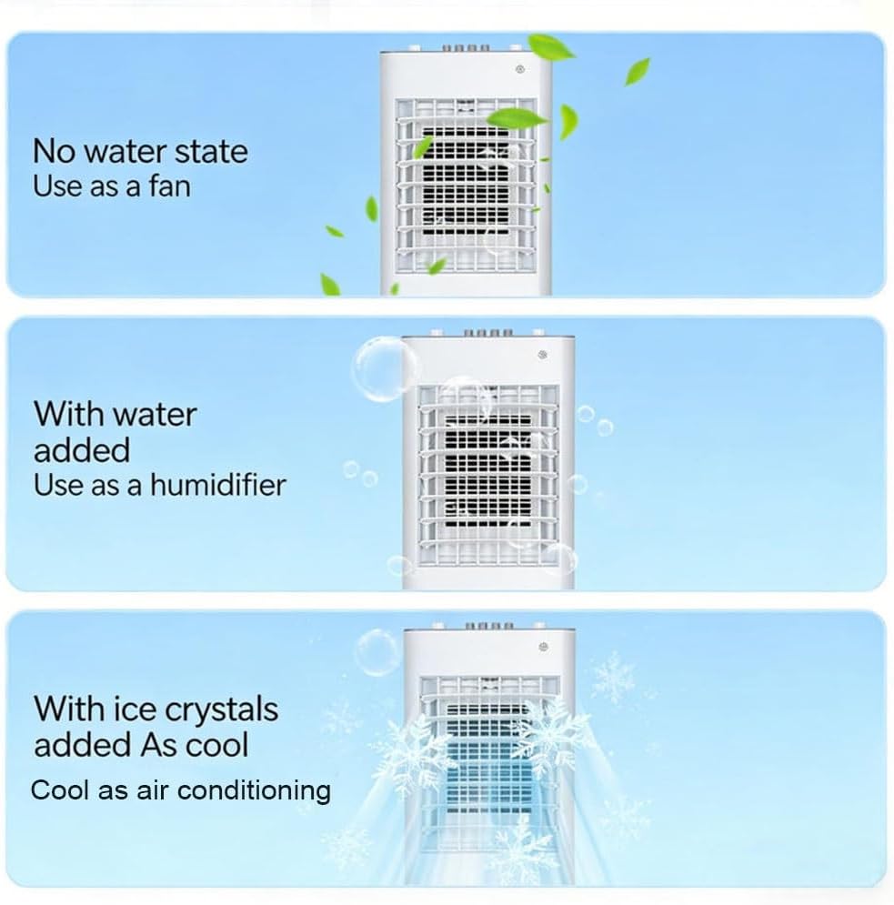  Climatiseur Évaporatif Mobile, Rafraîchisseur D'Air Silencieux 4 En 1, Humidifier, Ionisé Et Ventilateur, 3 Vitesses, 3 Modes, Réservoir 6L/12L, Minuterie 7.5 H, Télécommande(12L White)