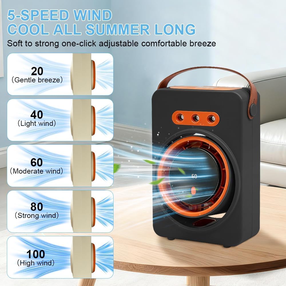 Genérico Ventilateur Portable, Mini Climatiseur, Refroidisseur D'air évaporatif, Ventilateur USB Avec Eau, Climatiseur Portable, Ventilateur Rechargeable Pour Table, Voiture, Camping (Noir)